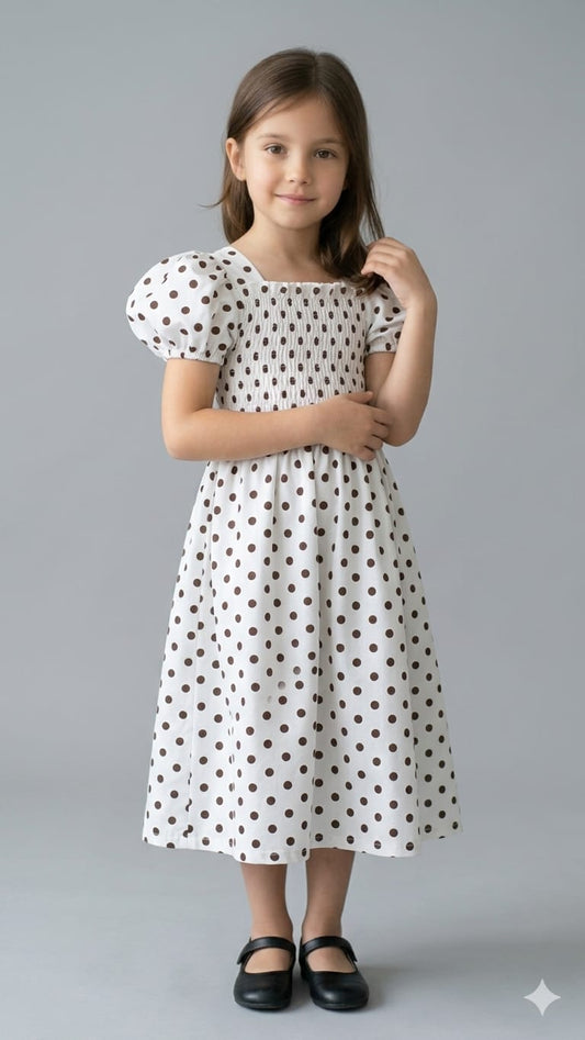 White Polka Dot Frock Style Outfit