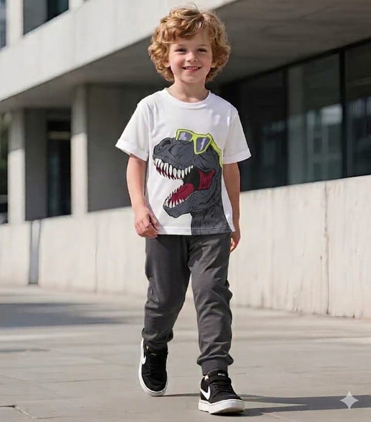 Kids T-Rex Print– Cool Casual Outfit for Boys