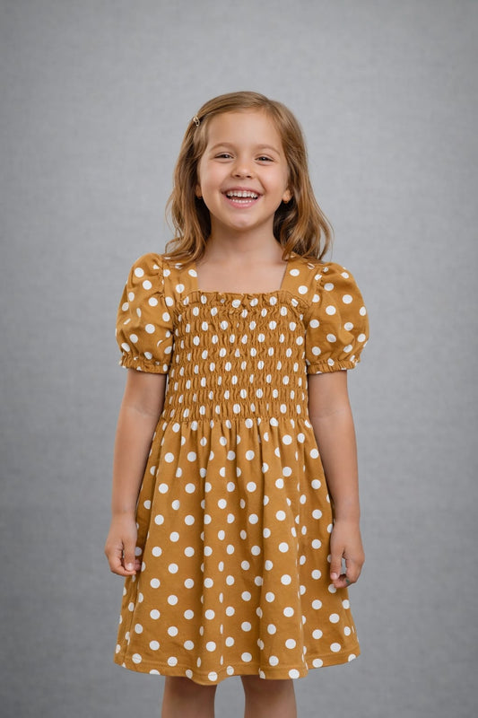 Brown Polka Dot Frock Style Outfit
