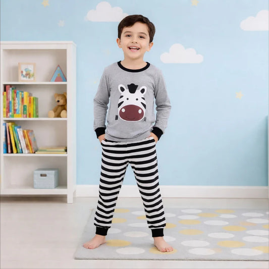 Grey Zebra Printed Kids Full Trouser Kids Wear