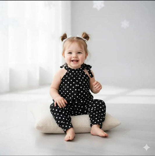 Black Polka Kids Jumpsuit