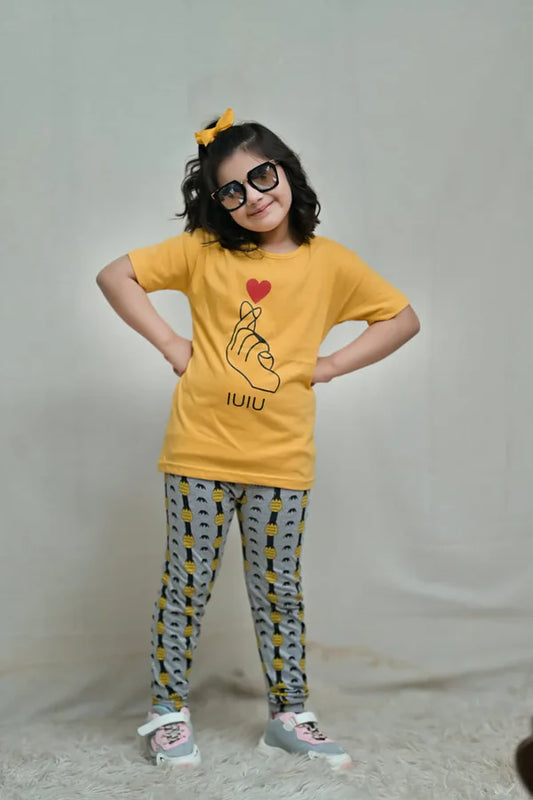 Baby Or Baba Yellow Hand Print Half Sleeves