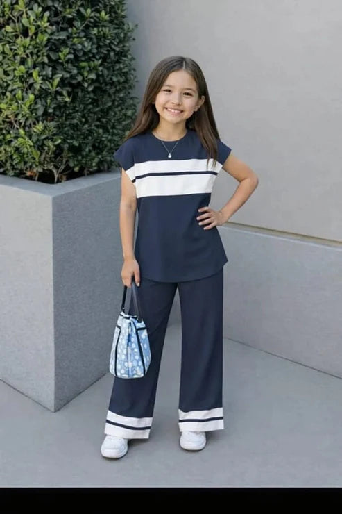 Midnight Elegance Girls Co-Ord Set (2-Piece Outfit)