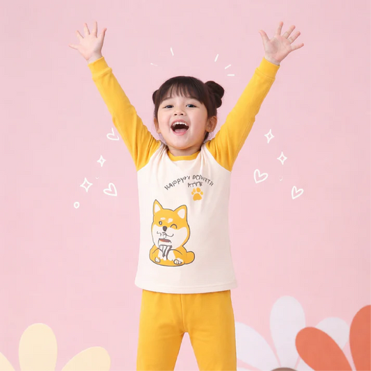 Cartoon Long-sleeved T-shirt + Trouser Infant Clothes 2pcs Suit Kids