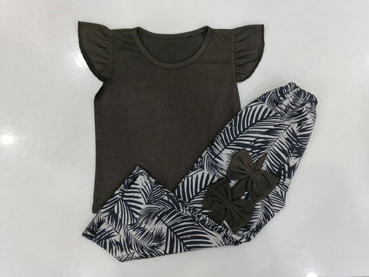 Black Petal Palazzo Set- Kids Wear