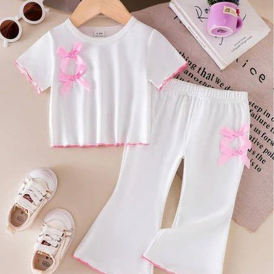 Baby Doll Bow White Outfit Kids Wear