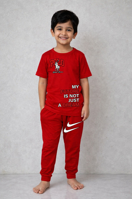 Little Champ Red Tracksuit Kids Wear