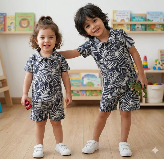 Black Palm Vibe baby & baba Kids Short Set - Outfit