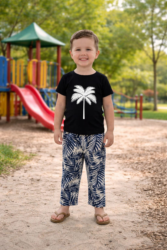 Baby & Baba Palm Leaf Print - Kids Wear