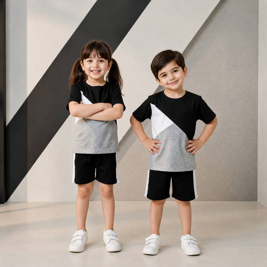 Black & White Panel Kids shorts Wear