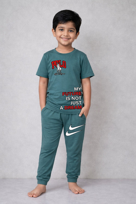 Little Champ Sea Green Tracksuit Kids Wear