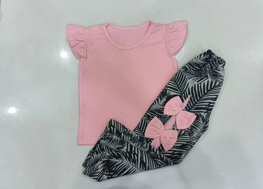 Pink Petal Palazzo Set- Kids Wear