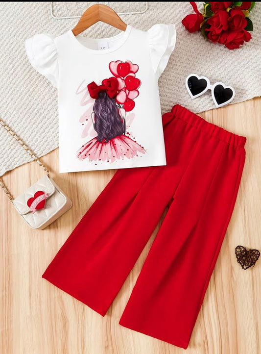 Red Love Girl Outfit Kids Wear