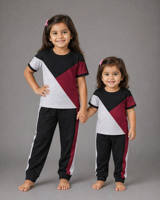 Black and Maroon Panel Baby&baba kids Wear - Outfit